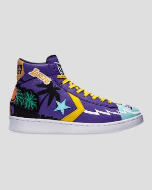 Tenis Cano Alto Converse Chinatown Market Pro Couro Azuis Roxo | CV-519OEF