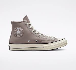 Tenis Cano Alto Converse Chuck 70 Crafted Couro Cinzentas Pretas | CV-142XOQ