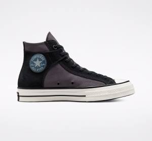 Tenis Cano Alto Converse Chuck 70 Crafted Lona Pretas Branco | CV-156KNV