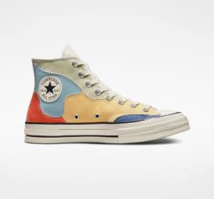 Tenis Cano Alto Converse Chuck 70 Crafted Patchwork Verde Oliva Azuis | CV-439FQK