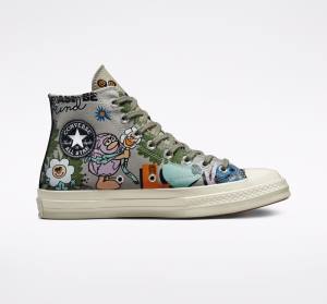 Tenis Cano Alto Converse Chuck 70 Floral Verde Oliva Multicoloridas | CV-820NUF