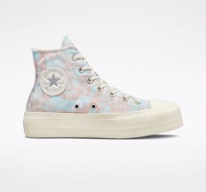 Tenis Cano Alto Converse Chuck Taylor All Star Lift Plataforma Marble Prateadas | CV-073IML