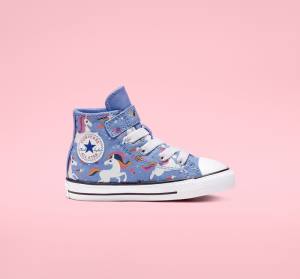 Tenis Cano Alto Converse Chuck Taylor All Star Unicons Hook and Loop Luz Azuis Pretas Branco | CV-126LJZ