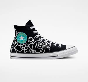 Tenis Cano Alto Converse Chuck Taylor All Star Floral Pretas Branco Luz | CV-278GTF