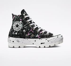 Tenis Cano Alto Converse Chuck Taylor All Star Lugged Paint Splatter Pretas Cinzentas Rosa | CV-310DKY