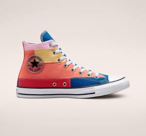 Tenis Cano Alto Converse Chuck Taylor All Star Patchwork Azuis Rosa | CV-452YVN