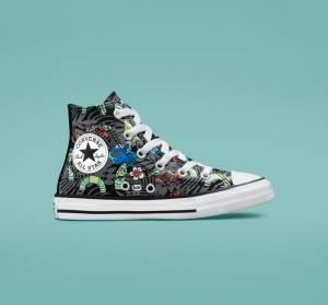 Tenis Cano Alto Converse Chuck Taylor All Star Plants Pretas Luz Verdes Branco | CV-482NKZ