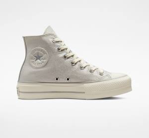 Tenis Cano Alto Converse Chuck Taylor All Star Lift Plataforma Metallic Twill Prateadas Prateadas | CV-752AHK