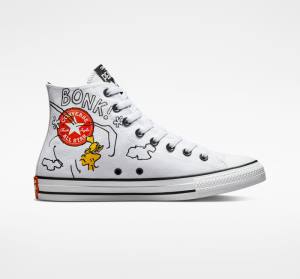 Tenis Cano Alto Converse Peanuts Chuck Taylor All Star Branco Pretas Vermelhas | CV-326AIT