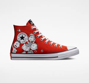 Tenis Cano Alto Converse Peanuts Chuck Taylor All Star Vermelhas Pretas Branco | CV-678BFQ