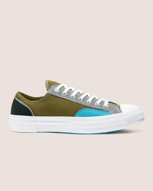 Tenis Cano Baixo Converse Chuck 70 Patchwork Verde Oliva Azuis | CV-541FIK