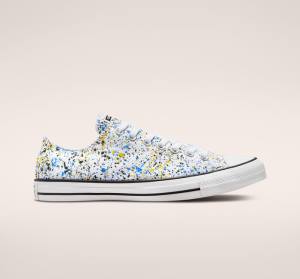 Tenis Cano Baixo Converse Chuck Taylor All Star Archive Paint Splatter Branco Azuis | CV-048QJV