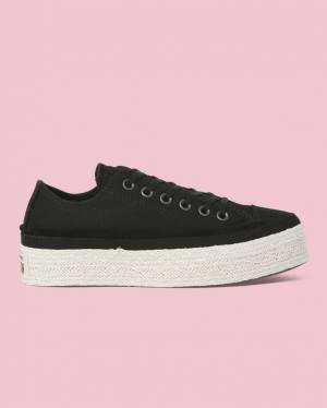 Tenis Cano Baixo Converse Chuck Taylor All Star Espadrille Plataforma Pretas | CV-398FAX