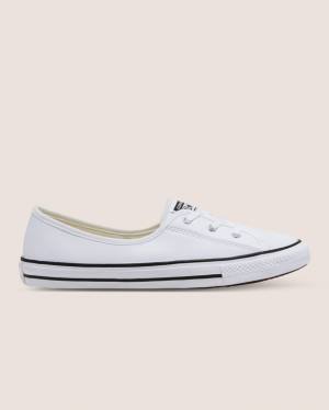 Tenis Cano Baixo Converse Chuck Taylor All Star Ballet Renda Faux Couro Slip Branco | CV-431UNT