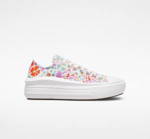 Tenis Cano Baixo Converse Chuck Taylor All Star Move Plataforma Paper Floral Branco Luz | CV-821TKI