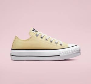 Tenis Cano Baixo Converse Chuck Taylor All Star Lift Plataforma Seasonal Color Limão Pretas Branco | CV-864MFW