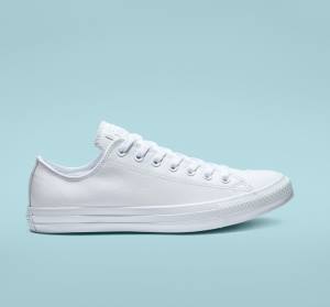 Tenis Cano Baixo Converse Chuck Taylor All Star Couro All White Branco | CV-934ETL