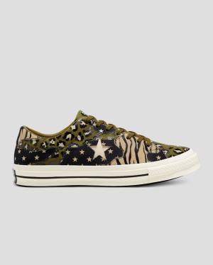 Tenis Cano Baixo Converse One Star Archive Print Mix Verde Oliva Leopardo | CV-172ARJ