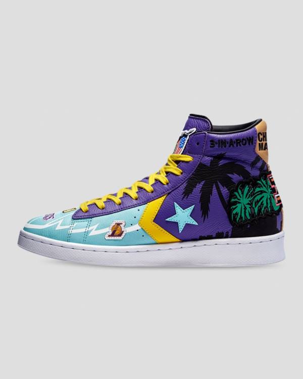 Tenis Cano Alto Converse Chinatown Market Pro Couro Azuis Roxo | CV-519OEF