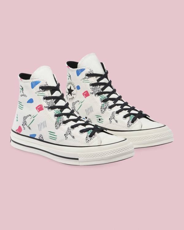 Tenis Cano Alto Converse Chuck 70 80s Archive Print Bege | CV-327UVZ