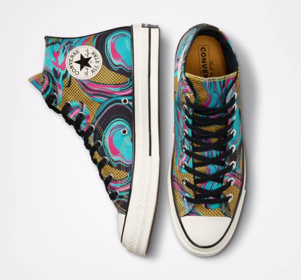 Tenis Cano Alto Converse Chuck 70 '90s Marbled Turquesa | CV-238GTB