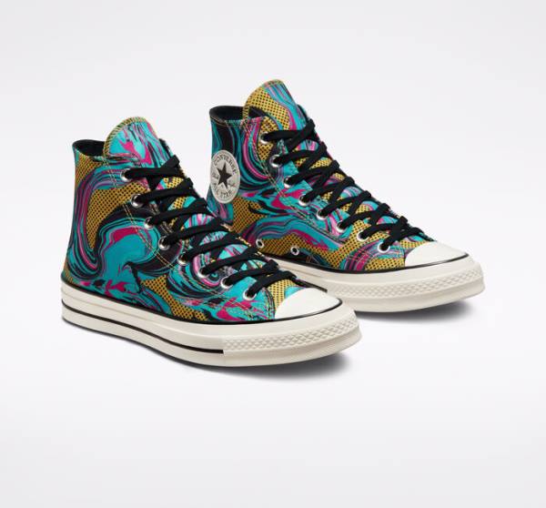 Tenis Cano Alto Converse Chuck 70 '90s Marbled Turquesa | CV-238GTB