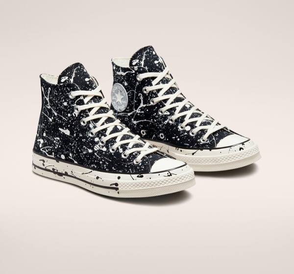 Tenis Cano Alto Converse Chuck 70 Archive Paint Splatter Pretas Cinzentas | CV-012GHM