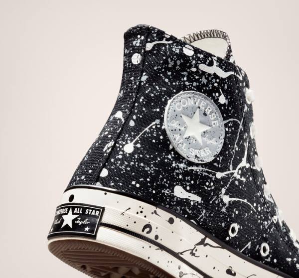 Tenis Cano Alto Converse Chuck 70 Archive Paint Splatter Pretas Cinzentas | CV-012GHM