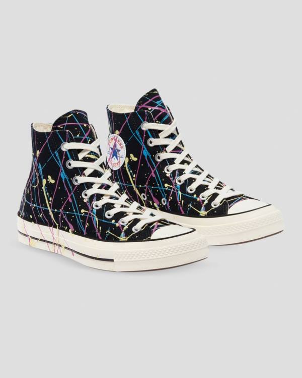 Tenis Cano Alto Converse Chuck 70 Archive Print Paint Splatter Pretas | CV-021IDW