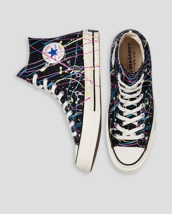 Tenis Cano Alto Converse Chuck 70 Archive Print Paint Splatter Pretas | CV-021IDW