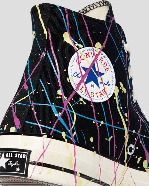 Tenis Cano Alto Converse Chuck 70 Archive Print Paint Splatter Pretas | CV-021IDW