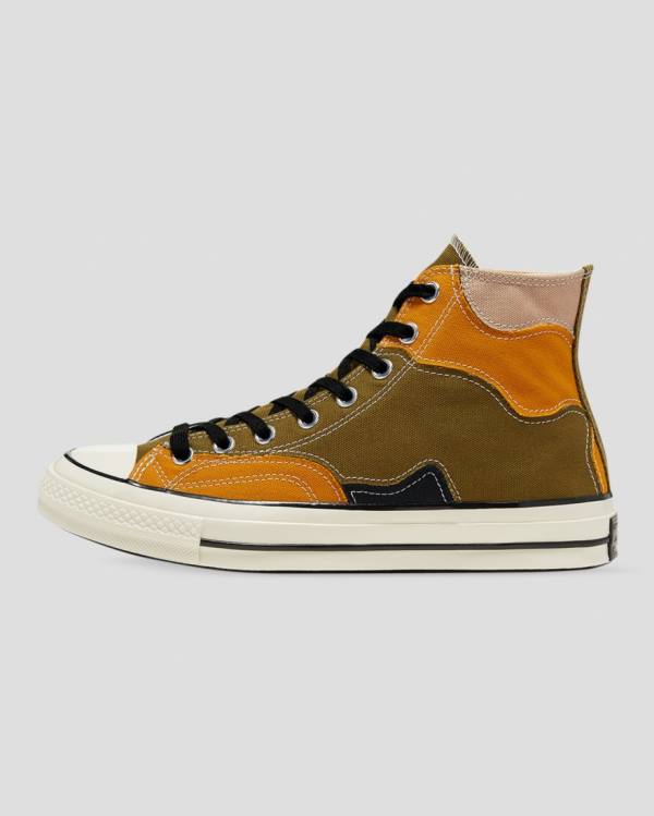 Tenis Cano Alto Converse Chuck 70 Archive Camo Overlay Verde Oliva Laranja | CV-109GOK