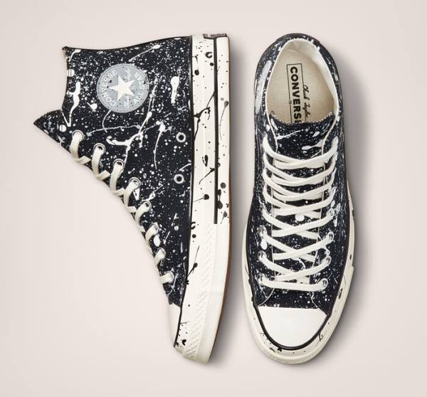 Tenis Cano Alto Converse Chuck 70 Archive Paint Splatter Pretas Cinzentas | CV-258EAO