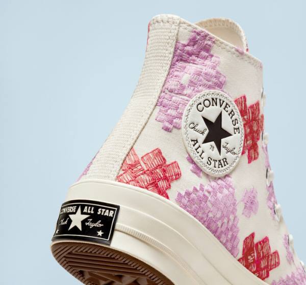 Tenis Cano Alto Converse Chuck 70 Bright Embroidery Rosa Vermelhas | CV-104CFX