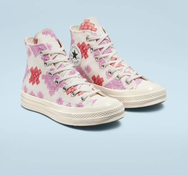 Tenis Cano Alto Converse Chuck 70 Bright Embroidery Rosa Vermelhas | CV-104CFX