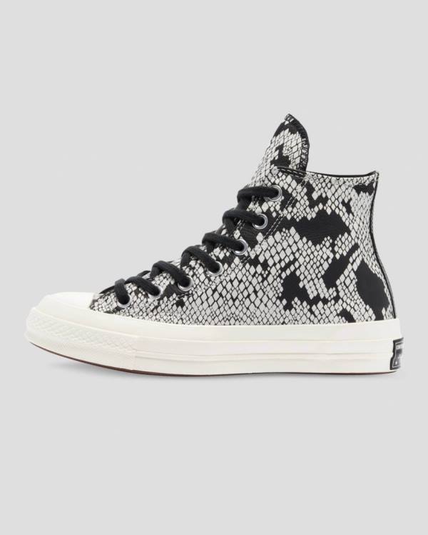 Tenis Cano Alto Converse Chuck 70 Couro Snake Print Bege Pretas | CV-798XFA