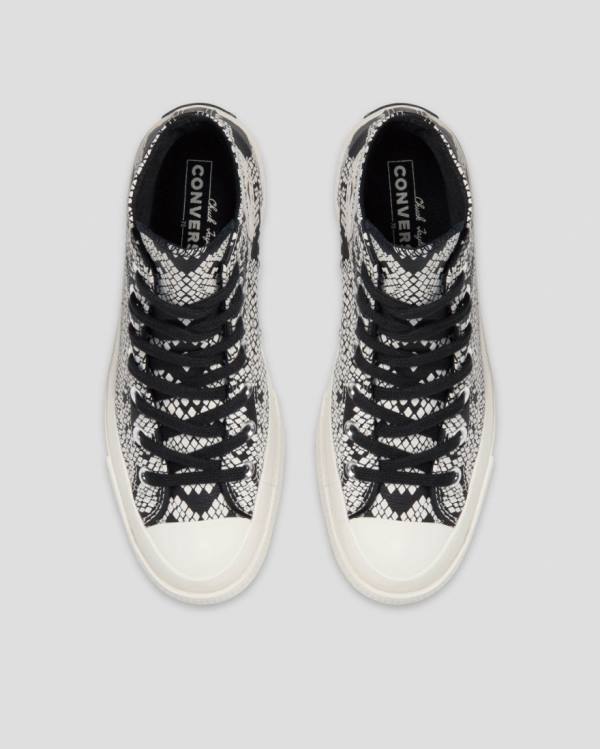 Tenis Cano Alto Converse Chuck 70 Couro Snake Print Bege Pretas | CV-798XFA