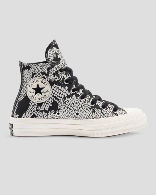 Tenis Cano Alto Converse Chuck 70 Couro Snake Print Bege Pretas | CV-798XFA