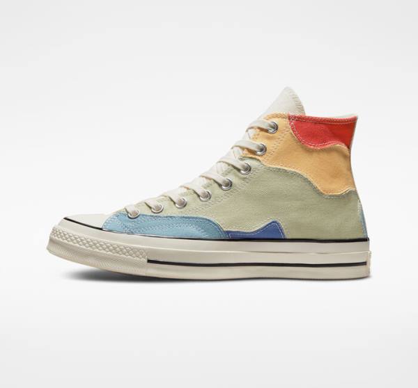 Tenis Cano Alto Converse Chuck 70 Crafted Patchwork Verde Oliva Azuis | CV-098IZF