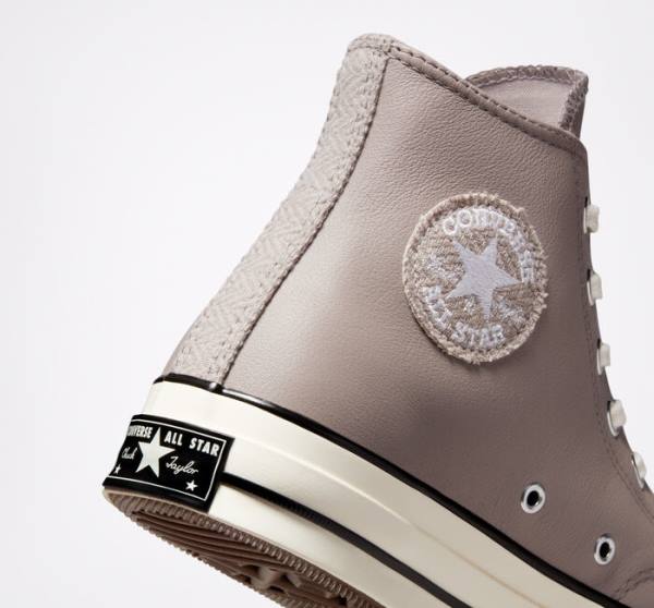 Tenis Cano Alto Converse Chuck 70 Crafted Couro Cinzentas Pretas | CV-142XOQ