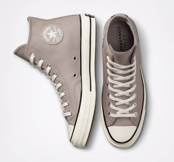 Tenis Cano Alto Converse Chuck 70 Crafted Couro Cinzentas Pretas | CV-142XOQ