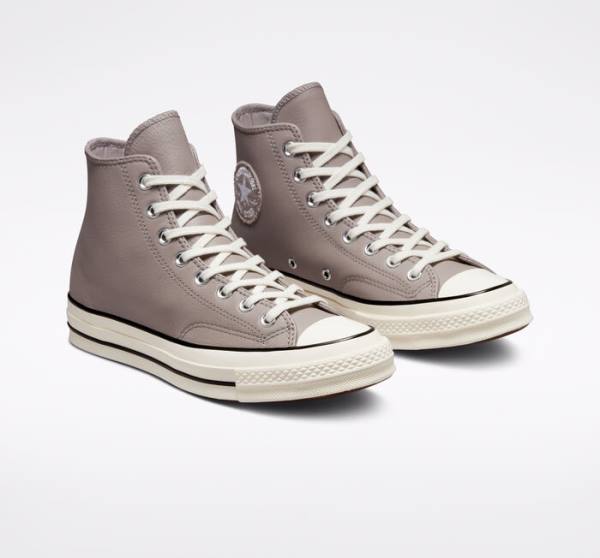 Tenis Cano Alto Converse Chuck 70 Crafted Couro Cinzentas Pretas | CV-142XOQ