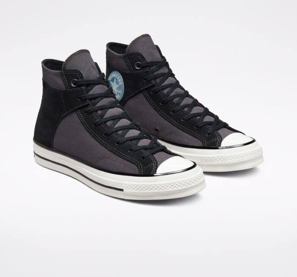 Tenis Cano Alto Converse Chuck 70 Crafted Lona Pretas Branco | CV-156KNV