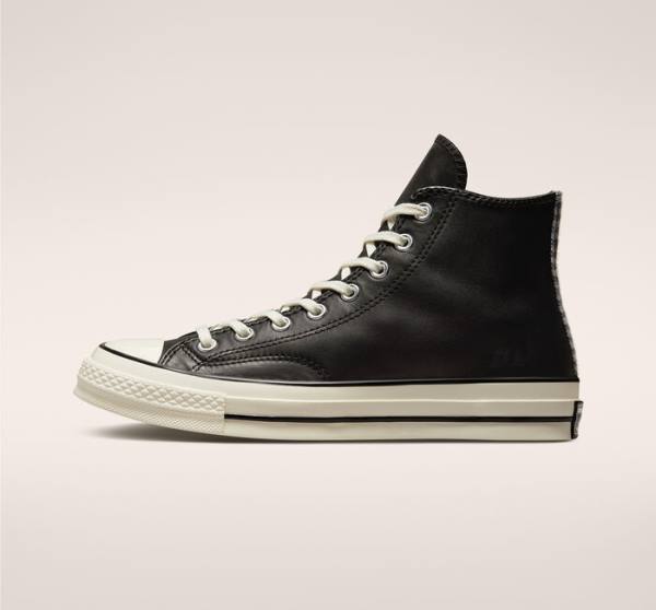 Tenis Cano Alto Converse Chuck 70 Crafted Couro Pretas | CV-291JWF