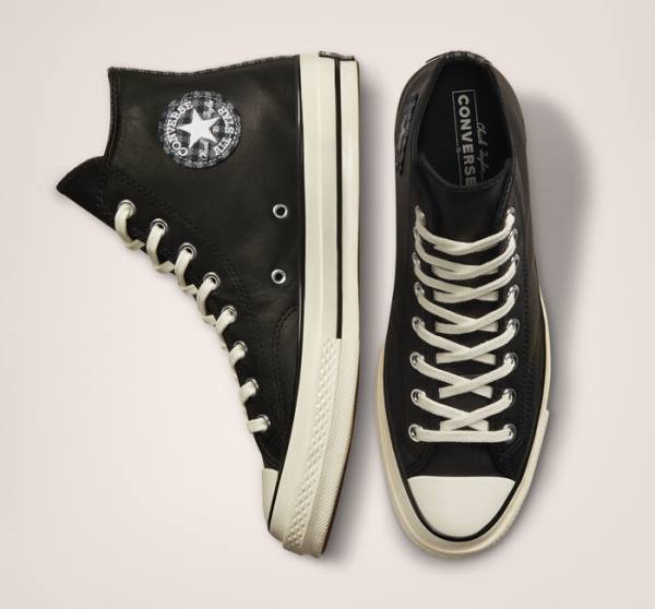 Tenis Cano Alto Converse Chuck 70 Crafted Couro Pretas | CV-291JWF