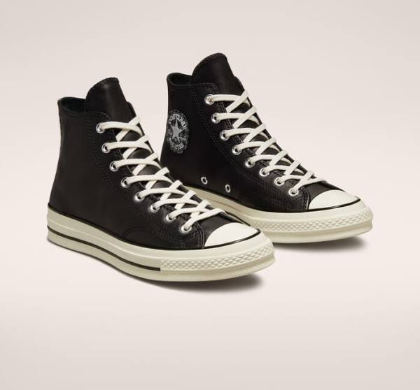 Tenis Cano Alto Converse Chuck 70 Crafted Couro Pretas | CV-291JWF