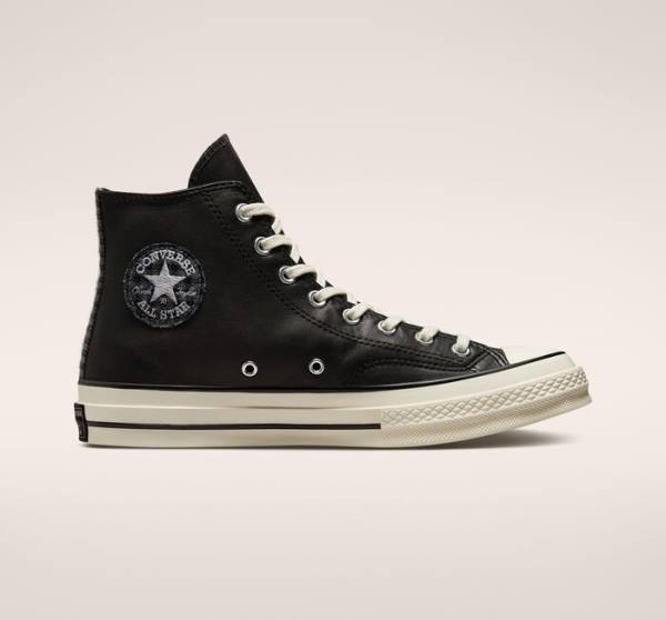 Tenis Cano Alto Converse Chuck 70 Crafted Couro Pretas | CV-291JWF