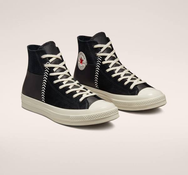 Tenis Cano Alto Converse Chuck 70 Crafted Couro Pretas Vermelhas | CV-327XNK