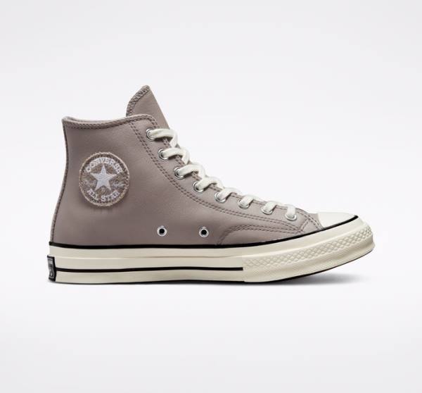 Tenis Cano Alto Converse Chuck 70 Crafted Couro Cinzentas Pretas | CV-397OIE