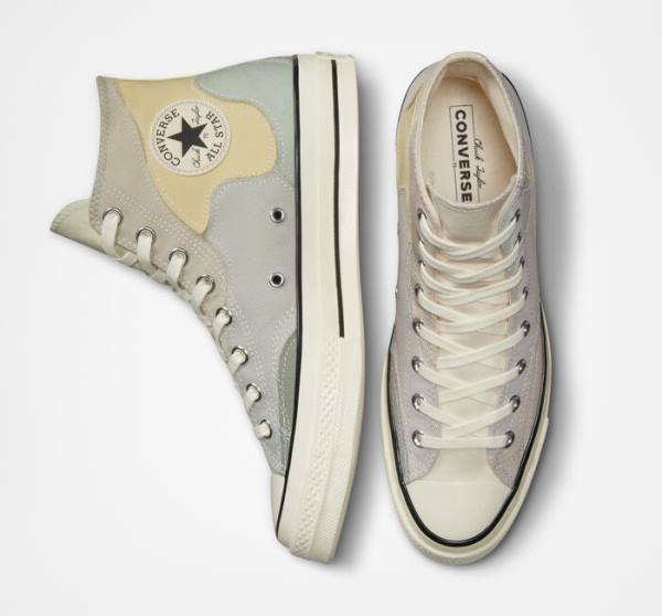 Tenis Cano Alto Converse Chuck 70 Crafted Patchwork Marrom Limão | CV-419LCB